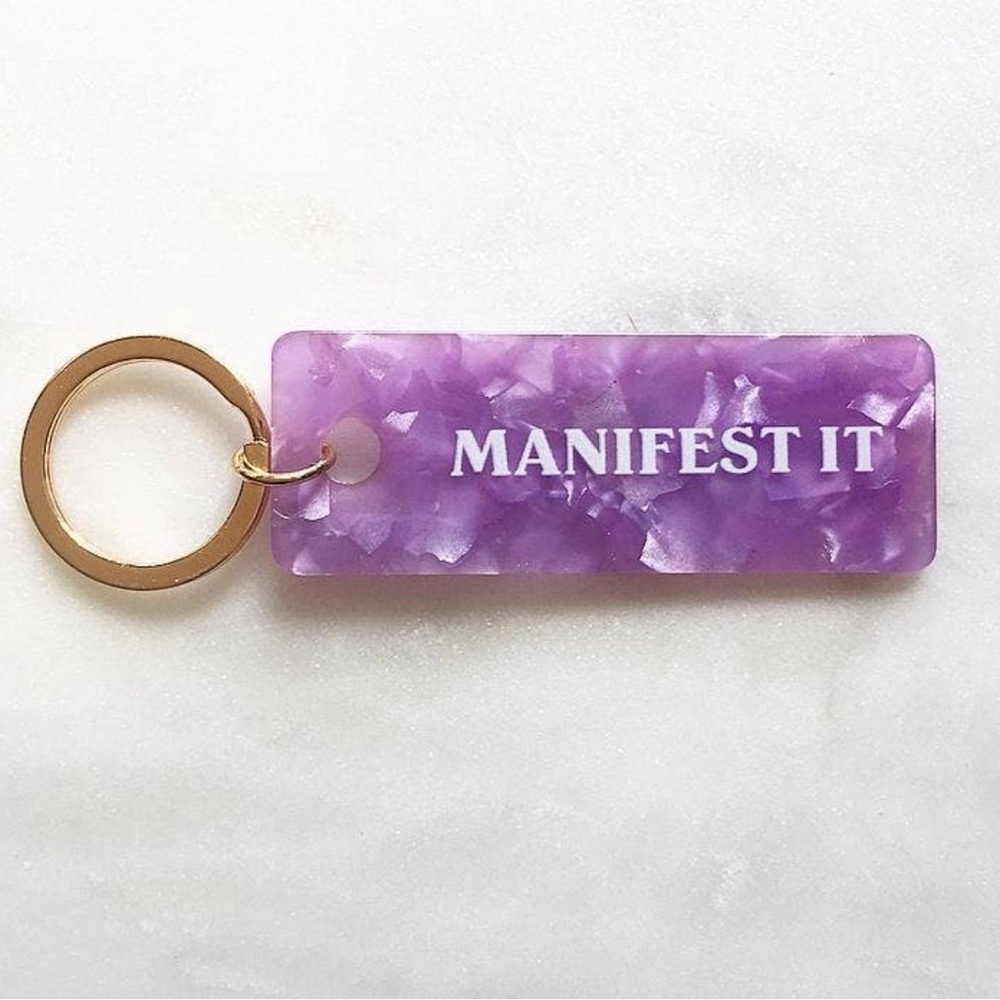 Purple Keychain with Gold Ring